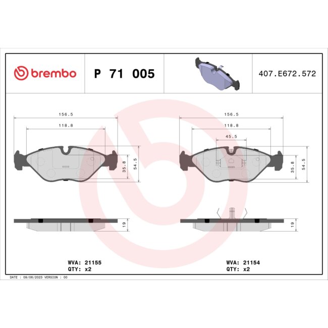 4 Plaquettes De Frein Brembo P71005