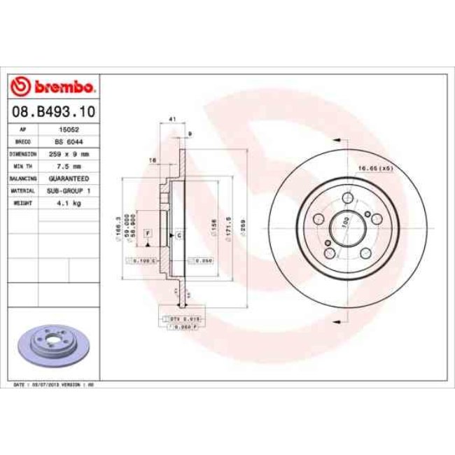 2 Disques De Frein Brembo 08.b493.10