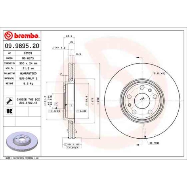 2 Disques De Frein Brembo 09.9895.20