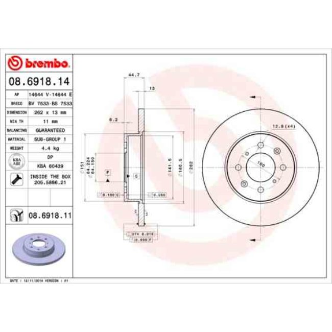 2 Disques De Frein Brembo Vernis Uv 08.6918.11