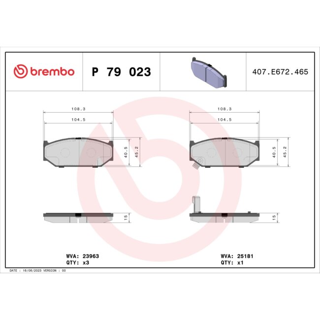 4 Plaquettes De Frein Brembo P79023