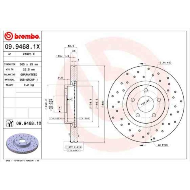 2 Disques De Frein Brembo Xtra Vernis Uv 09.9468.1x