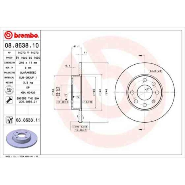 2 Disques De Frein Brembo Vernis Uv 08.8638.11