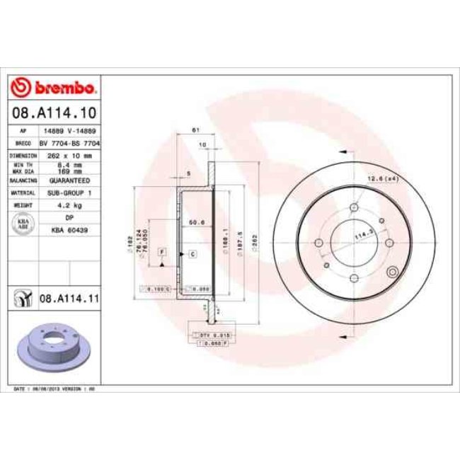2 Disques De Frein Brembo Vernis Uv 08.a114.11