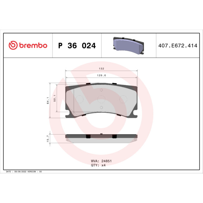 4 Plaquettes De Frein Brembo P36024
