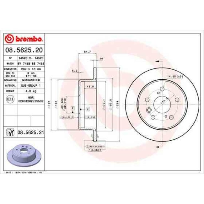 2 Disques De Frein Brembo Vernis Uv 08.5625.21