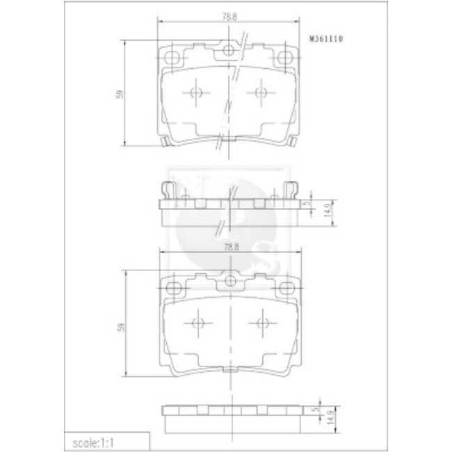 4 Plaquettes De Frein Nps M361i10