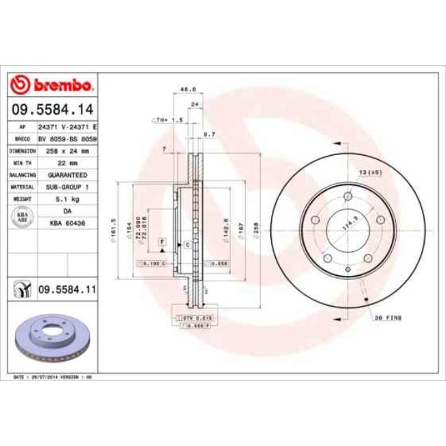 2 Disques De Frein Brembo 09.5584.14