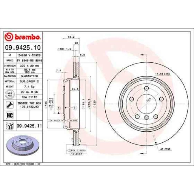 2 Disques De Frein Brembo Vernis Uv 09.9425.11