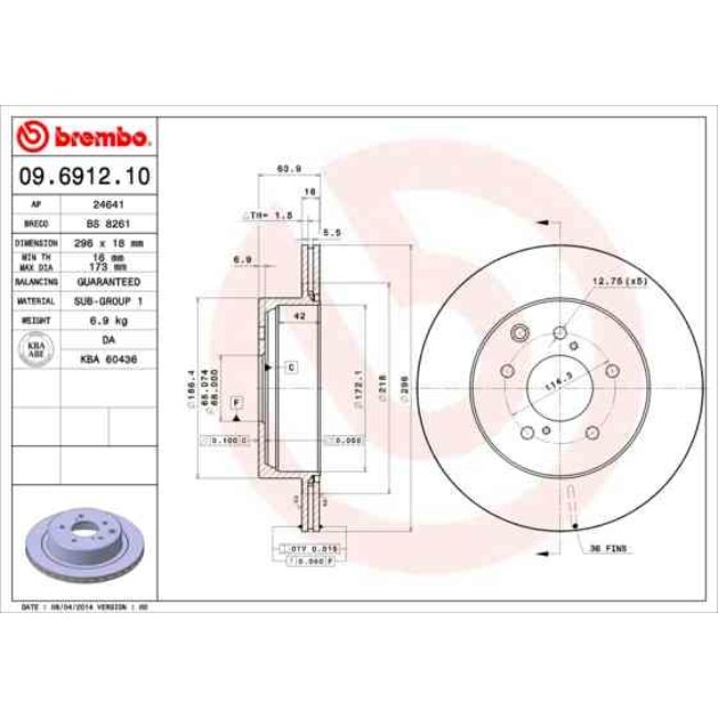2 Disques De Frein Brembo 09.6912.10