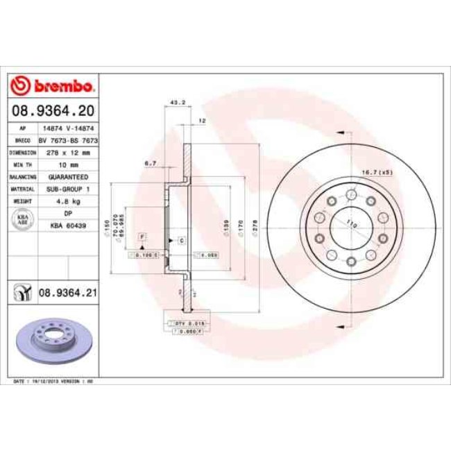 2 Disques De Frein Brembo Vernis Uv 08.9364.21