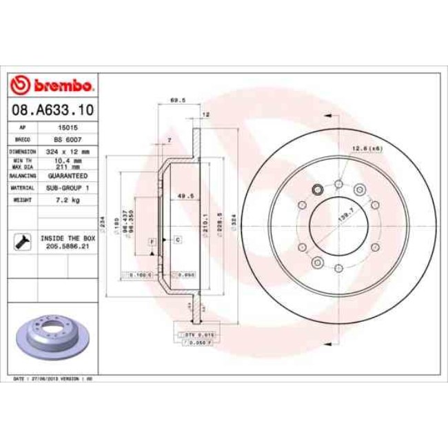 2 Disques De Frein Brembo 08.a633.10