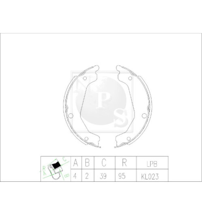 Jeu De 4 Mâchoires De Frein Nps H350i40