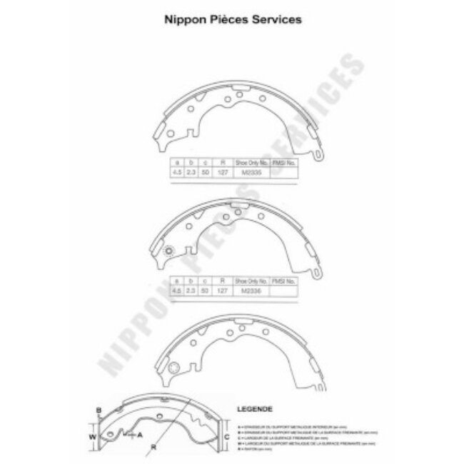 Jeu De 4 Mâchoires De Frein Nps T350a25
