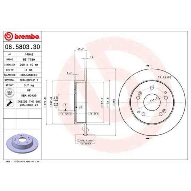 2 Disques De Frein Brembo 08.5803.30