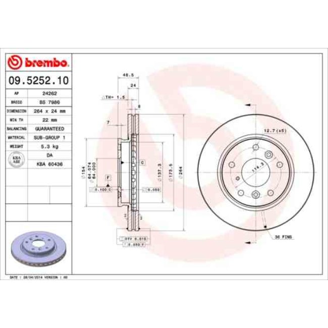 2 Disques De Frein Brembo 09.5252.10