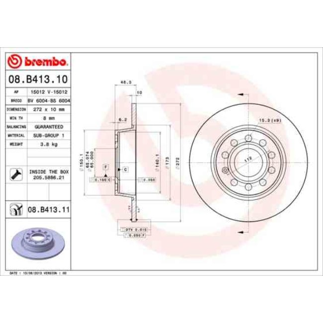 2 Disques De Frein Brembo Vernis Uv 08.b413.11