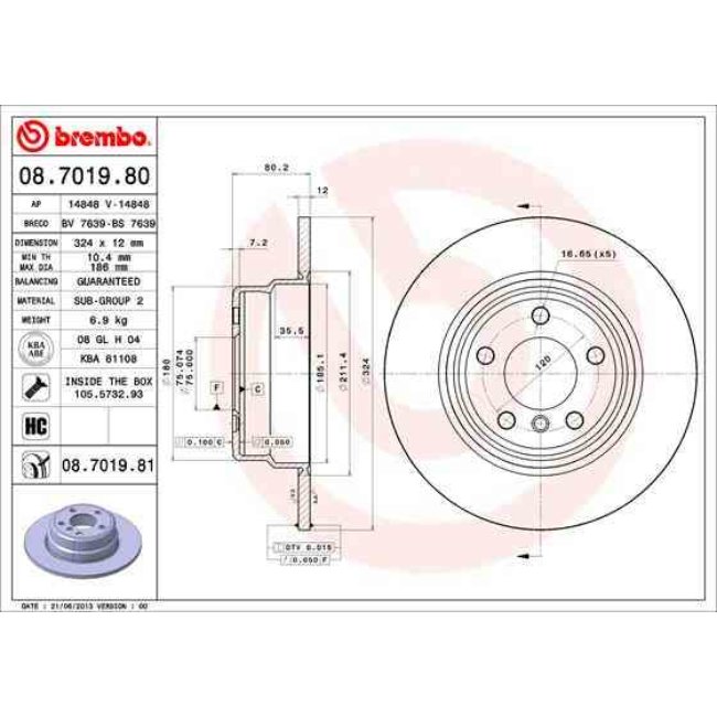 2 Disques De Frein Brembo Vernis Uv 08.7019.81