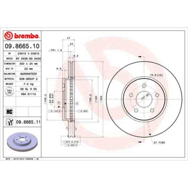 2 Disques De Frein Brembo Vernis Uv 09.8665.11