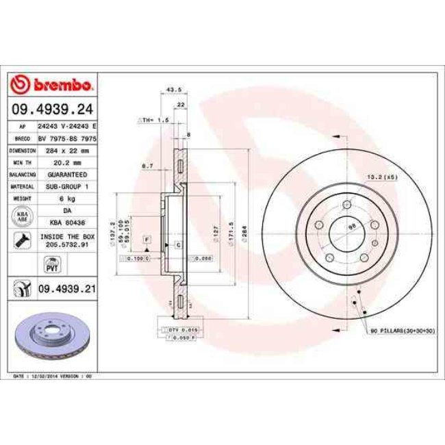2 Disques De Frein Brembo Vernis Uv 09.4939.21