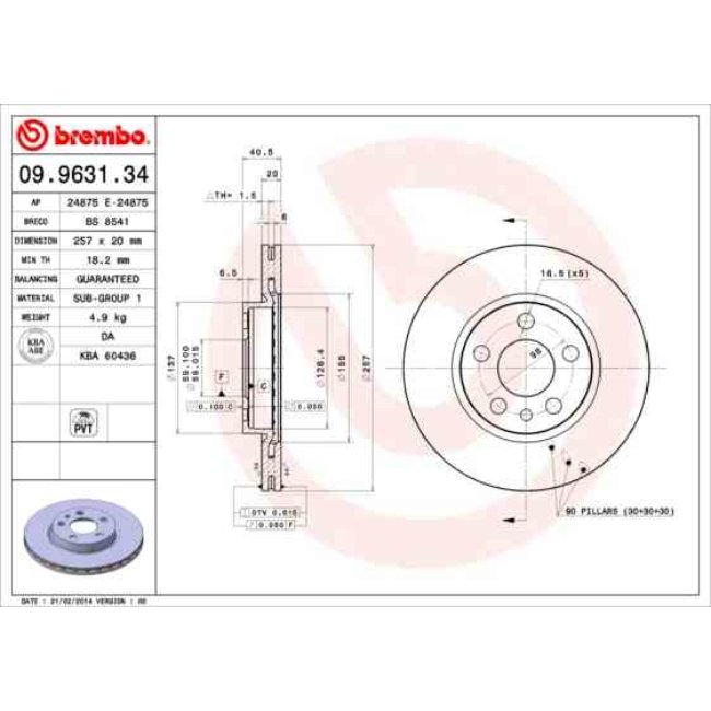 2 Disques De Frein Brembo 09.9631.34