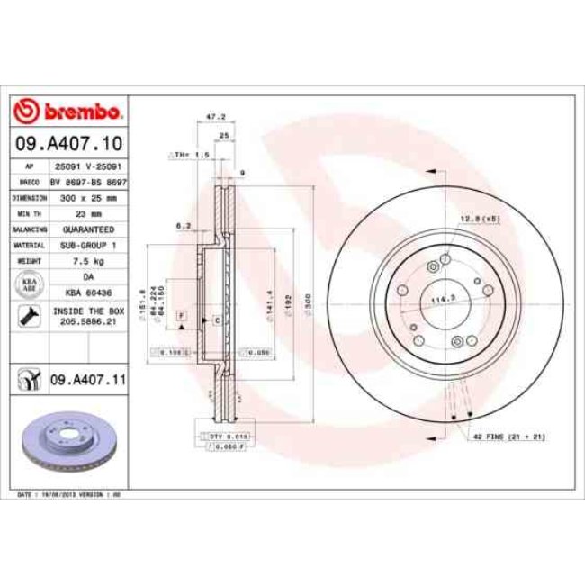 2 Disques De Frein Brembo Vernis Uv 09.a407.11
