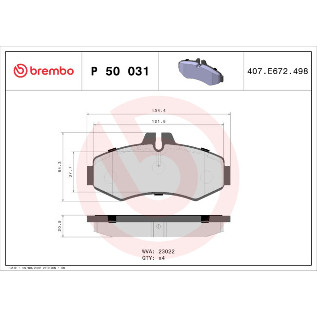 4 Plaquettes De Frein Brembo P50031