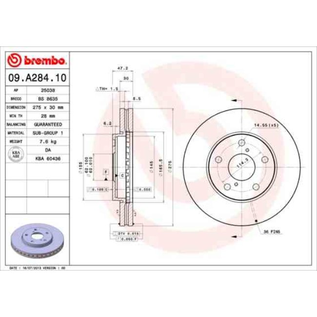 2 Disques De Frein Brembo 09.a284.10