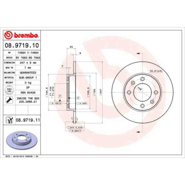 2 Disques De Frein Brembo Vernis Uv 08.9719.11