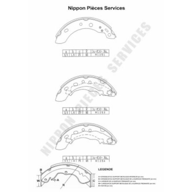 Jeu De 4 Mâchoires De Frein Nps N350n51