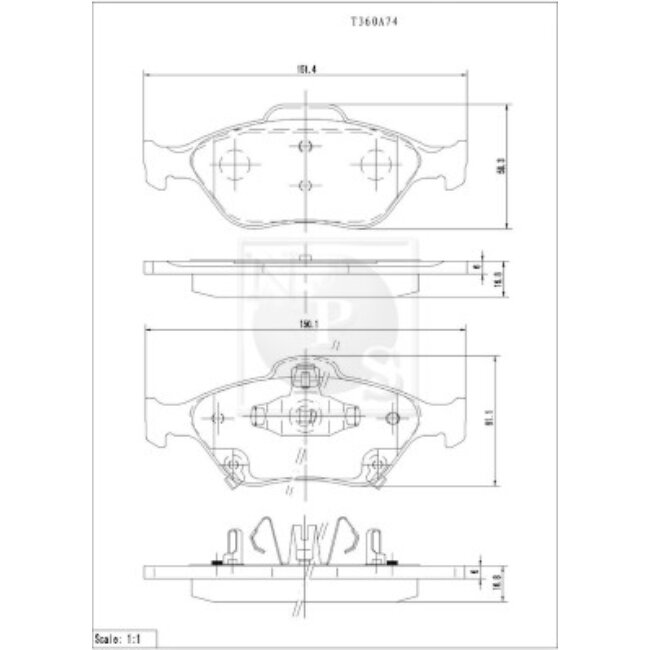4 Plaquettes De Frein Nps T360a74