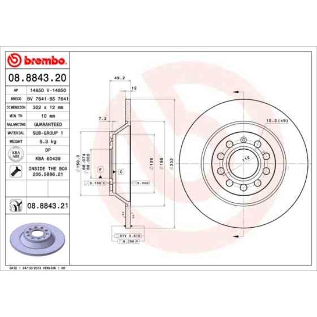 2 Disques De Frein Brembo Vernis Uv 08.8843.21
