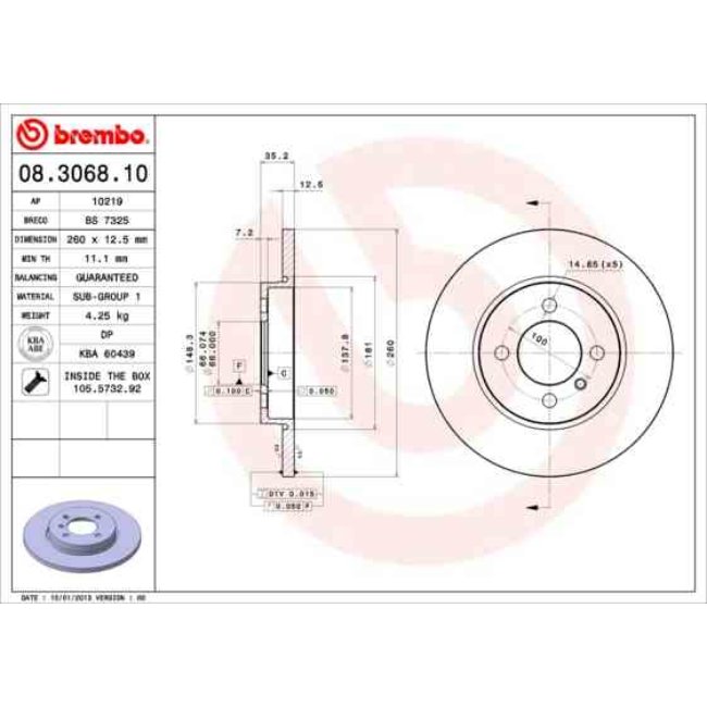 2 Disques De Frein Brembo 08.3068.10