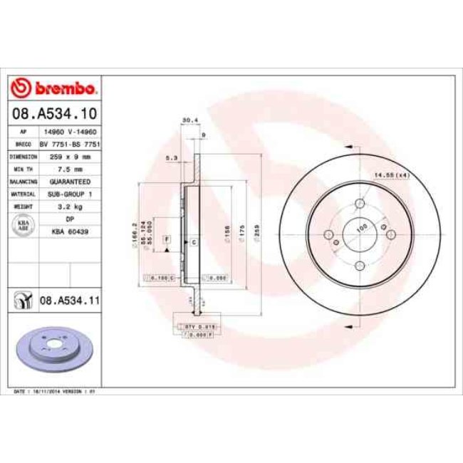2 Disques De Frein Brembo Vernis Uv 08.a534.11