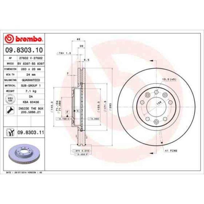 2 Disques De Frein Brembo Vernis Uv 09.8303.11