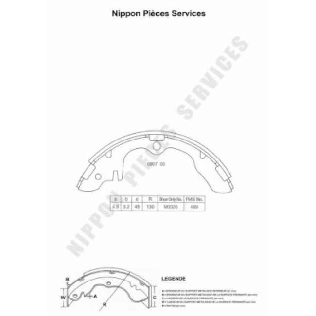 Jeu De 4 Mâchoires De Frein Nps M350a13