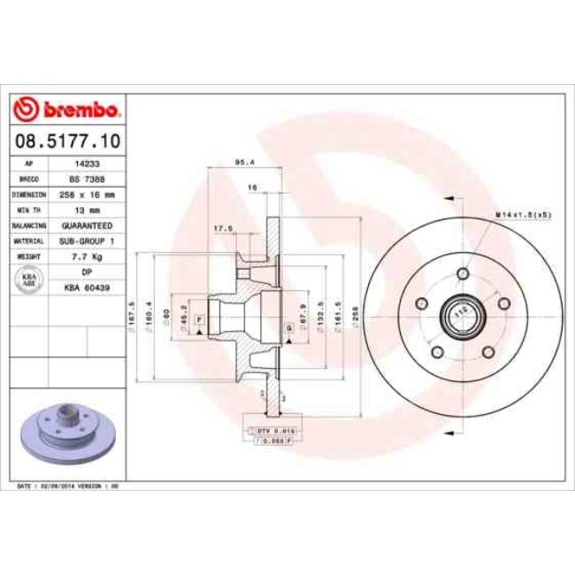 1 Disque De Frein Brembo 08.5177.10