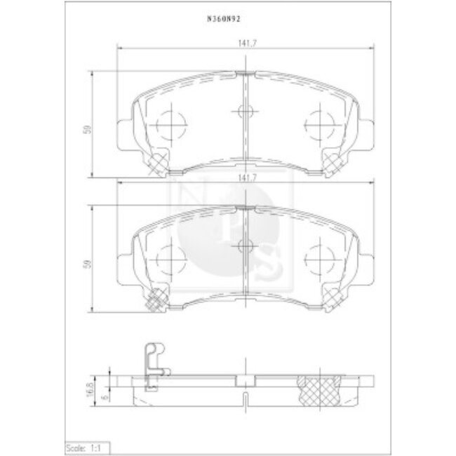 4 Plaquettes De Frein Nps N360n92