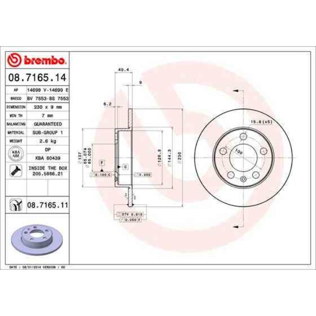 2 Disques De Frein Brembo 08.7165.14