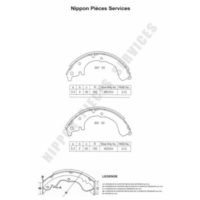Jeu De 4 Mâchoires De Frein Nps T350a00