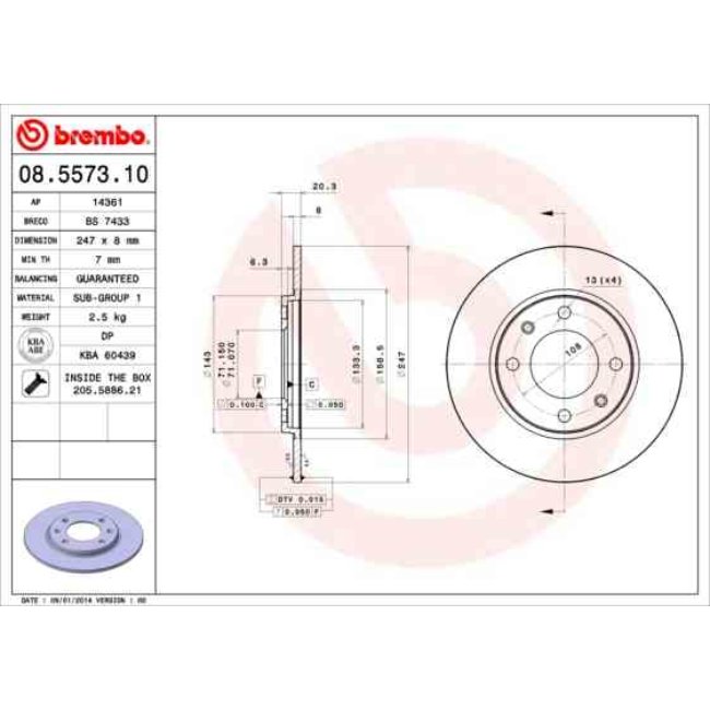 2 Disques De Frein Brembo 08.5573.10