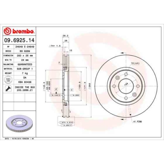 2 Disques De Frein Brembo 09.6925.14