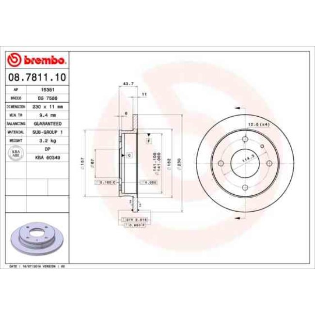 2 Disques De Frein Brembo 08.7811.10