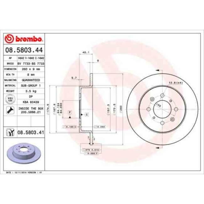 2 Disques De Frein Brembo Vernis Uv 08.5803.41