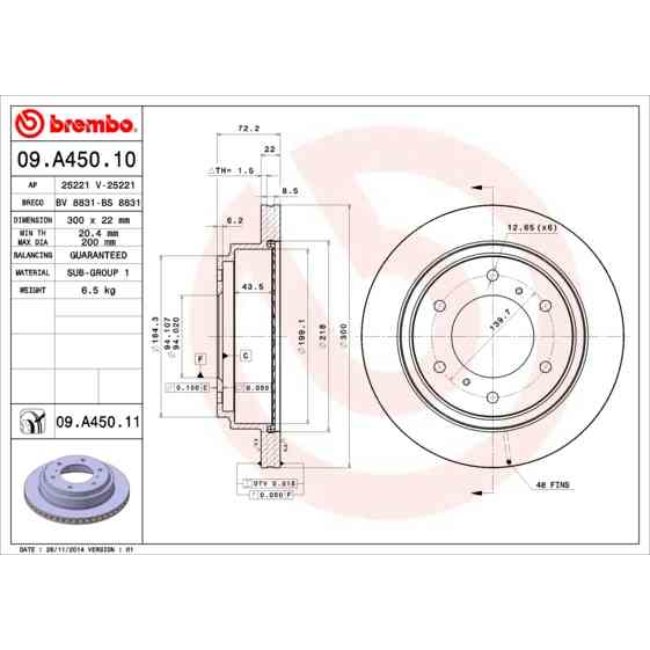 2 Disques De Frein Brembo Vernis Uv 09.a450.11
