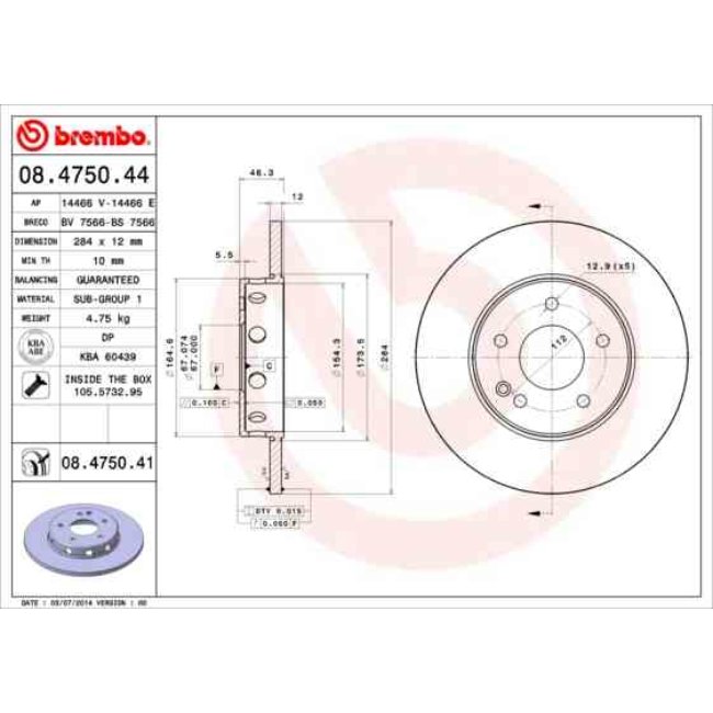 2 Disques De Frein Brembo Vernis Uv 08.4750.41