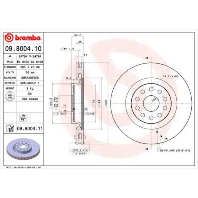 2 Disques De Frein Brembo Vernis Uv 09.8004.11