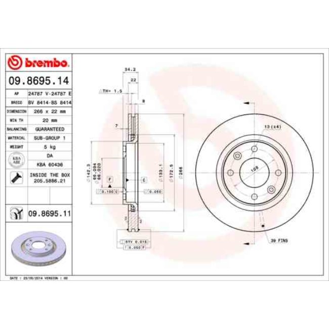 2 Disques De Frein Brembo Vernis Uv 09.8695.11