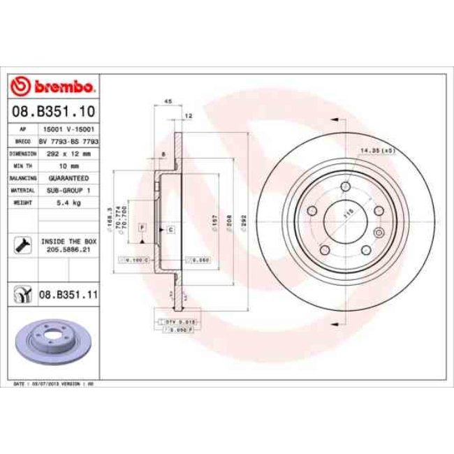 2 Disques De Frein Brembo Vernis Uv 08.b351.11