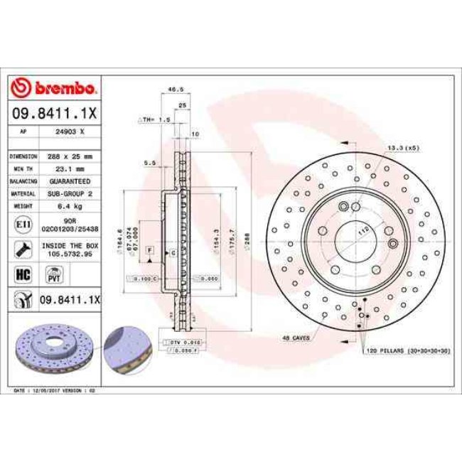 2 Disques De Frein Brembo Xtra Vernis Uv 09.8411.1x